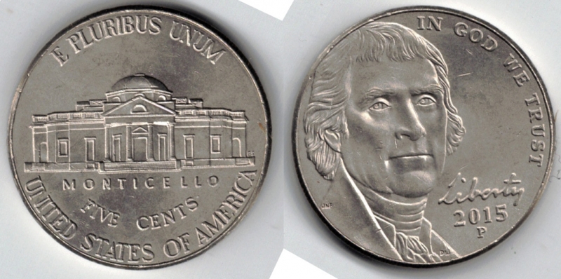 Nickel Jefferson five cents