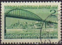 YUGOSLAVIA 1947 Scott 239 Sello Escenas en el Puente Sobre el Rio Danubio Usados