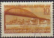 YUGOSLAVIA 1947 Scott 242 Sello Escenas en el Puente Sobre el Rio Danubio Usados