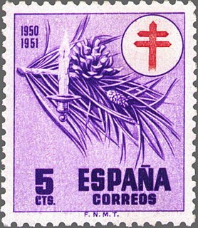 ESPAÑA 1950 1084 Sello Nuevo Pro tuberculosis 5c Adorno Navideño