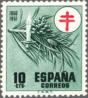 ESPAÑA 1950 1085 Sello Nuevo Pro tuberculosis 10c Adorno Navideño