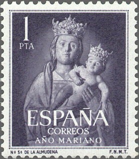 ESPAÑA 1954 1139 Sello Nuevo Año Mariano Ntra. Sra. de la Almudena Madrid 1p