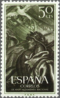 ESPAÑA 1956 1188 Sello Nuevo  XX Aniv. del Alzamiento Nacional Soldado Laureado 50c