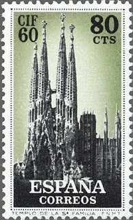ESPAÑA 1960 1281 Sello Nuevo I Congreso Internacional de Filatelia Barcelona Templo Sagrada Familia