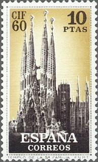ESPAÑA 1960 1285 Sello Nuevo I Congreso Internacional de Filatelia Barcelona Templo Sagrada Familia