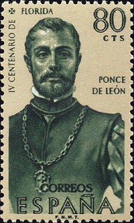 ESPAÑA 1960 1300 Sello Nuevo Forjadores de América Ponce de León 80c