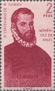 ESPAÑA 1960 1302 Sello Nuevo Forjadores de América Menendez de Aviles Descubrimiento de Florida