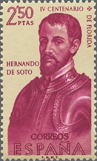 ESPAÑA 1960 1303 Sello Nuevo Forjadores de América Hernando de Soto Descubrimiento de Florida