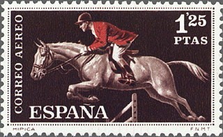 ESPAÑA 1960 1316 Sello Nuevo Deportes Hípica Correo Aereo 1,25pts