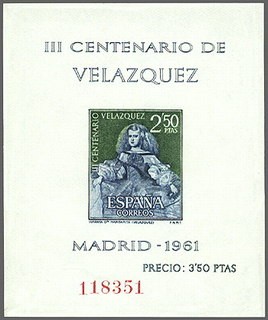ESPAÑA 1961 1346 Sello Nuevo H.B. III Centenario Muerte Velazquez Infanta Margarita de Austria