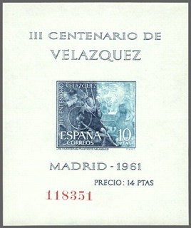 ESPAÑA 1961 1347 Sello Nuevo H.B. III Centenario Muerte Velazquez Las Hilanderas
