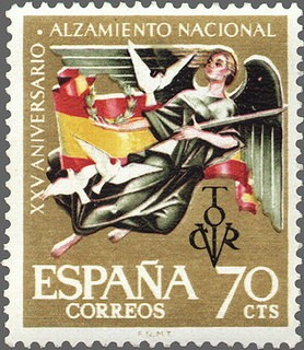 ESPAÑA 1961 1353 Sello Nuevo XXV Aniv. del Alzamiento Nacional Alegoría de la Paz