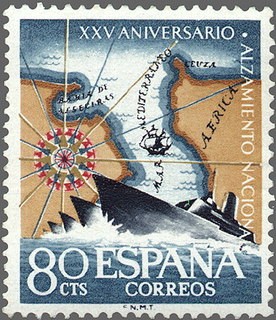 ESPAÑA 1961 1354 Sello Nuevo XXV Aniv. del Alzamiento Nacional Paso del Estrecho