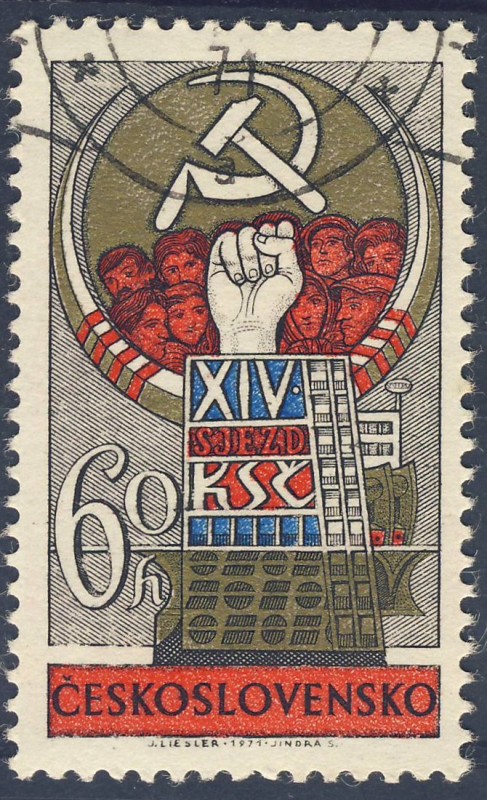 Stamp: XIV SJEZD KSC 60h of Czechoslovakia Europe