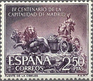 ESPAÑA 1961 1391 Sello Nuevo Capitalidad de Madrid Fuente de Cibeles