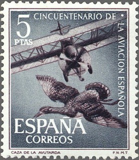 ESPAÑA 1961 1404 Sello Nuevo Aniversario de la Aviación Española Caza de la Avutarda