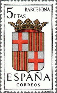 ESPAÑA 1962 1413 Sello Nuevo Escudos de las Capitales de Provincia Españolas Barcelona