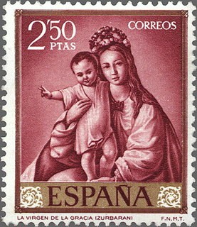 ESPAÑA 1962 1424 Sello Nuevo Pintor Francisco de Zurbaran La Virgen de la Gracia