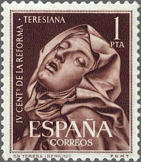 ESPAÑA 1962 1429 Sello Nuevo IV Cent. Reforma Teresiana Santa Teresa Escultura de Bernini