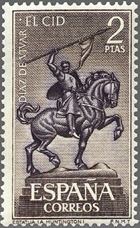 ESPAÑA 1962 1445 Sello Nuevo Rodrigo Diaz de Vivar El Cid Escultura de Ana Hurtigton (Sevilla)