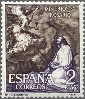 ESPAÑA 1962 1468 Sello Nuevo Misterios del Santo Rosario Oración en el Huerto (Giaquinto)