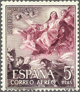 ESPAÑA 1962 1476 Sello Nuevo Misterios del Santo Rosario Asunción (Mateo Cerezo)