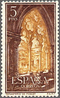 ESPAÑA 1963 1497 Sello Nuevo Real Monasterio de Santa Mª de Poblet. Detalle del Claustro