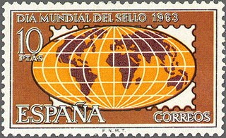 ESPAÑA 1963 1511 Sello Nuevo Dia Mundial del Sello Mapa del Mundo