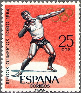 ESPAÑA 1964 1617 Sello Nuevo Juegos Olímpicos de Innsbruck y Tokio Lanzamiento de Peso