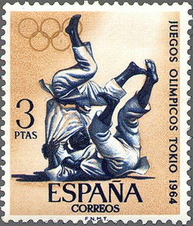 ESPAÑA 1964 1620 Sello Nuevo Juegos Olímpicos de Innsbruck y Tokio Judo