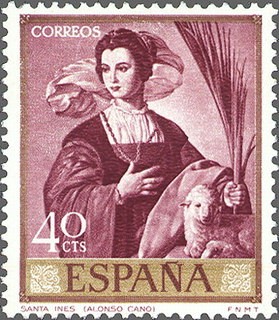 ESPAÑA 1969 1910 Sello **MNH Pintor Alonso Cano Santa Inés