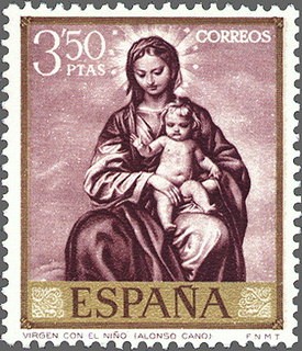 ESPAÑA 1969 1917 Sello **MNH Pintor Alonso Cano Virgen con el Niño