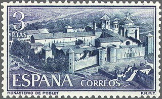 ESPAÑA 1963 1496 Sello Nuevo Real Monasterio de Santa Mª de Poblet. Vista General