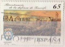 ESPAÑA 1997 3500 Sello Bicentenario Defensa Naval Tenerife usado