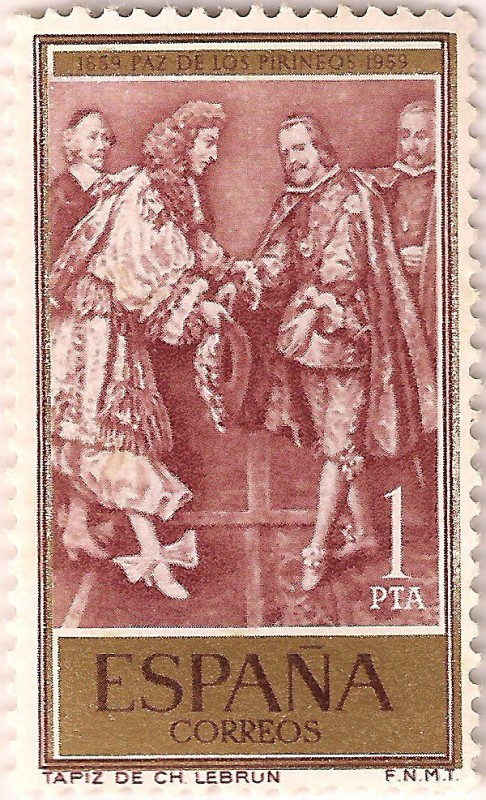 1249, Felipe IV y Luis XIV, detalle de un tapiz de charles lebrun