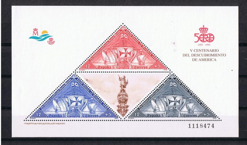 Edifil  3163  V Cente. del Descubrimiento de América. Viajes  