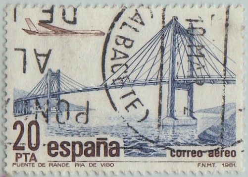Correo aereo-Puente de Rande sobre la - Ría  de Vigo(Pontevedra)1981