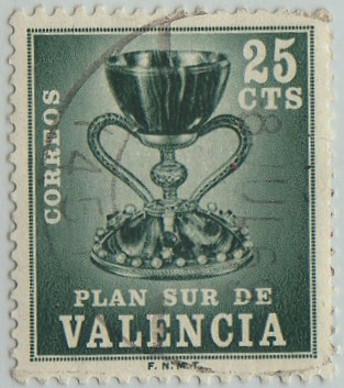 sello recargo-5-VALENCIA(Plan sur)-El santo Grial-1968