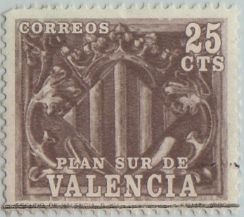 sello recargo-10-VALENCIA(Plan sur)-Escudo de Valencia-1981