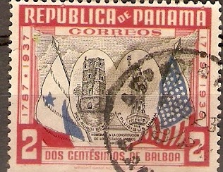 BANDERAS  DE  PANAMÁ  Y  ESTADOS  UNIDOS,  ANTIGUA  CATEDRAL  Y  ESTATUA  DE  LA  LIBERTAD