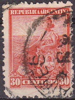 ARGENTINA 1901 Scott 137 Sello Alegoría de la Libertad 30c usado