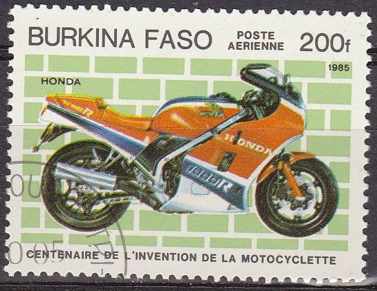 Burkina Faso 1985 Scott 694 Centenario Invención de la Moto Honda Matasello de favor Preobliterado 