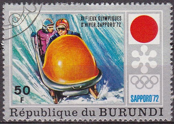 Burundi 1975 Scott 393 Sello Juegos Olimpicos Sapporo Japon Bobsleigh Matasello de favor Preoblitera