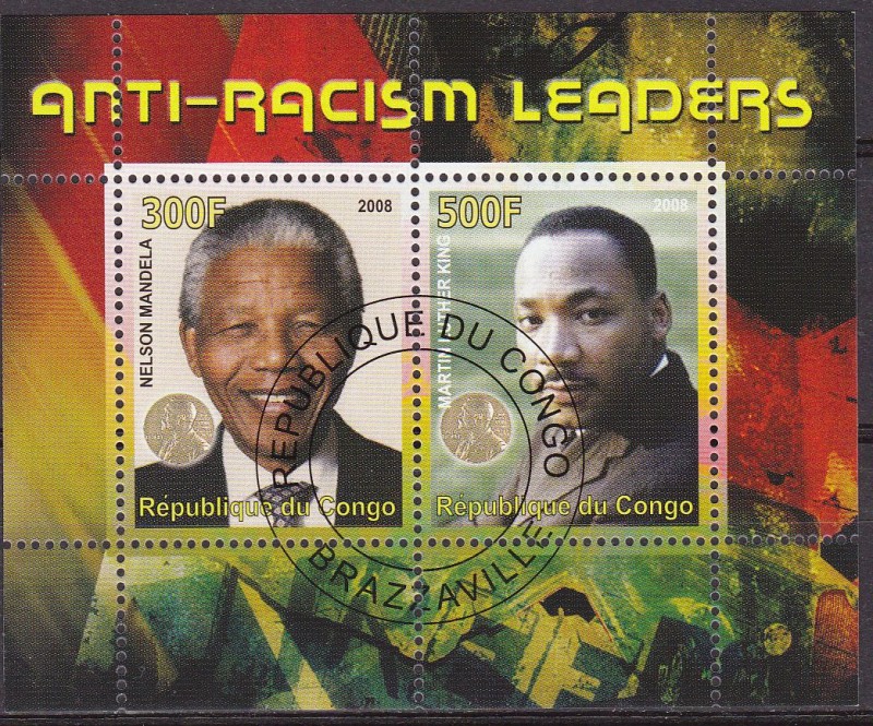 Congo 2008 Sello Nelson Mandela y Martin Luther King Anti Racismo