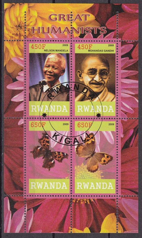Ruanda 2009 Nelson Mandela, Mohandas Ghandhi y Mariposas Grandes Humanistas
