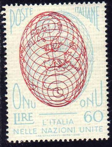 ITALIA 1956 Sello Nuevo ** ONU Italia en las Naciones Unidas 60L