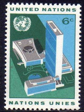 ONU NEW YORK 1968 187 Sello Nuevo ** Sede de las Naciones Unidas 6c