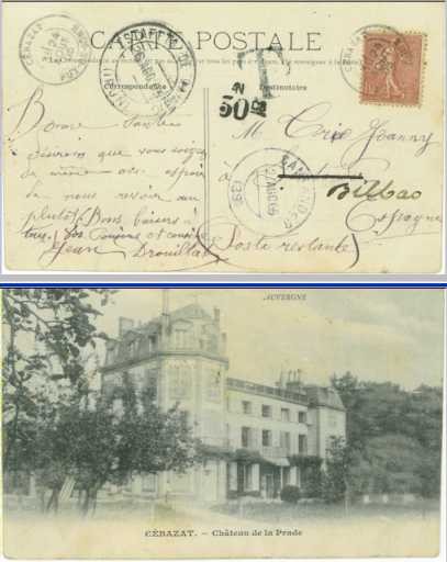 S.Postal de Francia a Santander en 1905 y reexpedida a Bilbao con marcas de Tasa