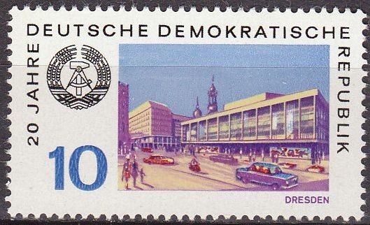 Alemania DDR 1969 Scott 1137 Sello Nuevo Escudo de Armas y Vista de Dresden 10pf Allemagne Duitsland