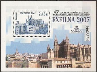 ESPAÑA 2007 4321 Sello ** MNH HB EXFILNA Catedral Palma Mallorca Espana Spain Espagne Spagna Spanje